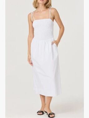 ASTR the Label Drop Waist Smocked Midi Dress